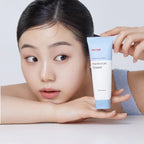 ma:nyo Panthetoin Cream 80ml displayed next to a model showcasing its hydrating benefits.