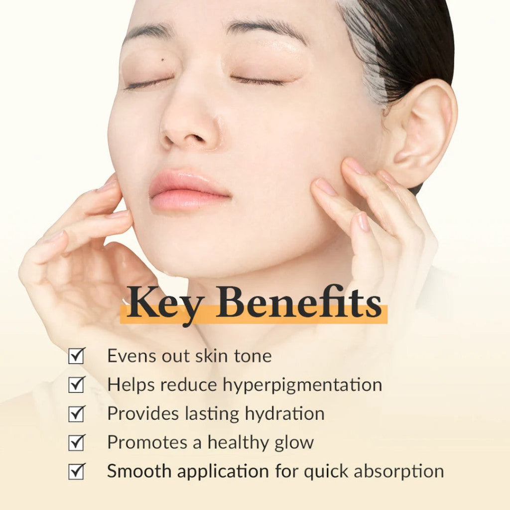 Woman applying Dr. Althea Vita Glow Mask highlighting key benefits like hydration and skin radiance.