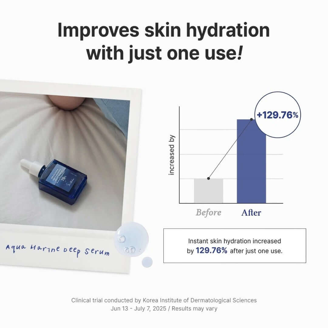 Dr. Althea Aqua Marine Deep Serum 30ml showing hydration improvement results after one use.