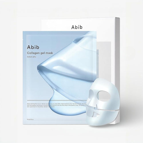Abib Collagen Gel Mask Sedum Jelly 4 Sheets - Hydrating packaging with gel mask and facial mask design.
