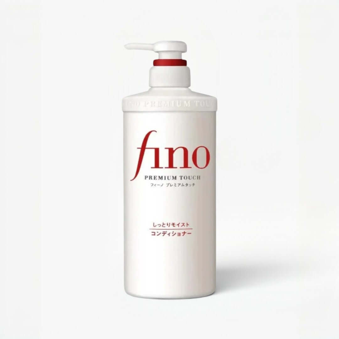 Shiseido Fino Premium Touch Moist Shampoo 550ml bottle design with pump, moisturizing hair care solution.