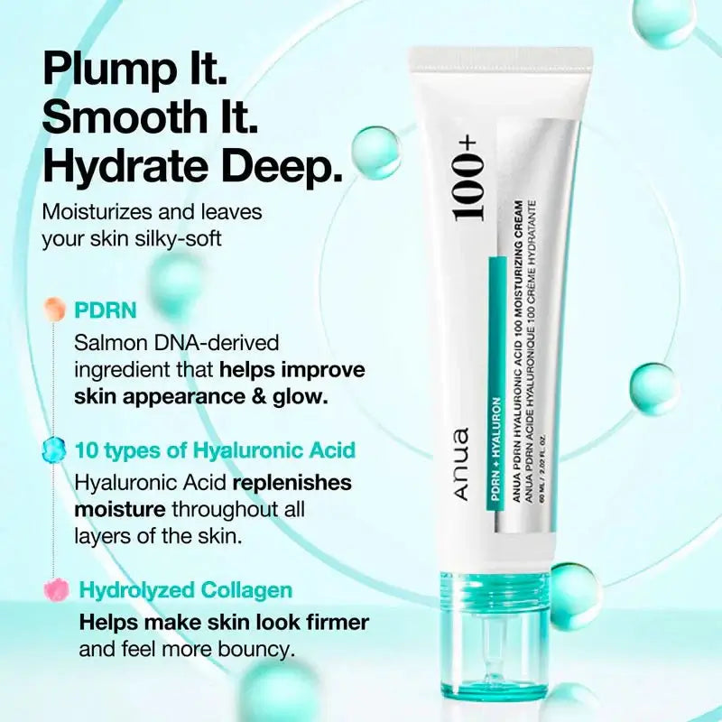 Anua PDRN Hyaluronic Acid 100 Moisturizing Cream 60ml – Skin Care | Korean Skincare Canada - VGLE Beauty