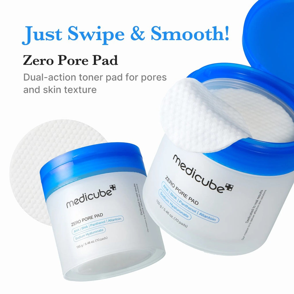 medicube Zero Pore Pad 2.0 dual-action toner pads for refining pores and skin texture