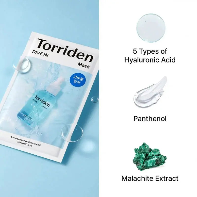 Torriden Dive - In Low Molecule Hyaluronic Acid Mask Sheet (10 Sheets) – Facial Mask | Korean Skincare Canada - VGLE Beauty